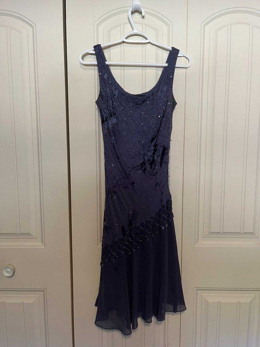 Alex Evenings Blue Silk Beaded Formal Dress Size 6